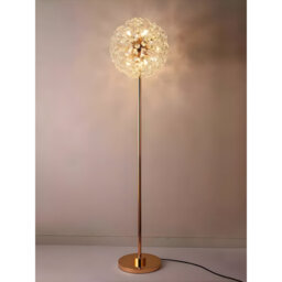 Chic Flower Ball Floor Lamp - Standing Light with Brushed Gold Base for Living Room