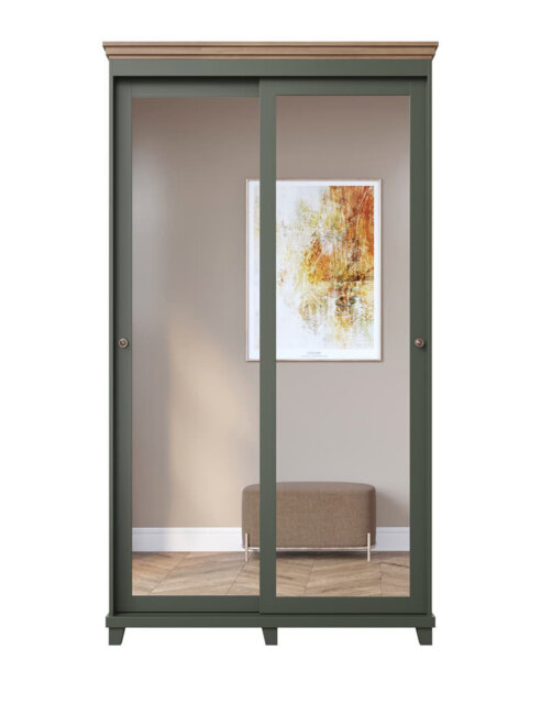 Sliding Door Wardrobe in Green & Oak Lefkas - Abbilyn 54 W120cm