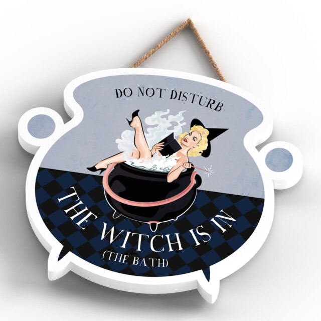 Do Not Disturb Witch Humour Wooden Cauldron Plaque Wall Décor
