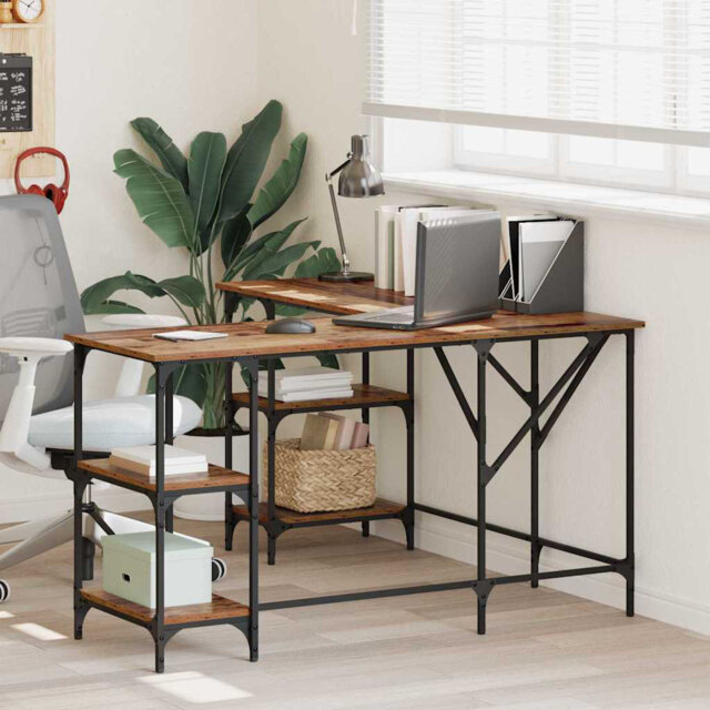 Desk Black Oak 139 X 139 X 75 Cm Engineered Wood