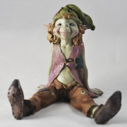 2 Piece Pixie Sitting Down Outdoor Garden Statue Set
