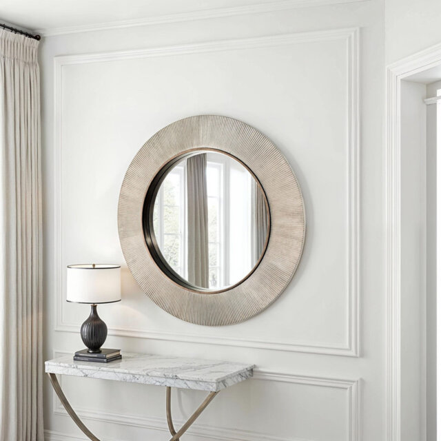 Aubry Round Ribbed Mirror Bevelled