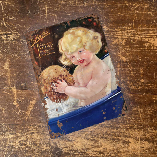 Pears Soap Girl Blue Bath Metal Bathroom Wall DÃ©cor