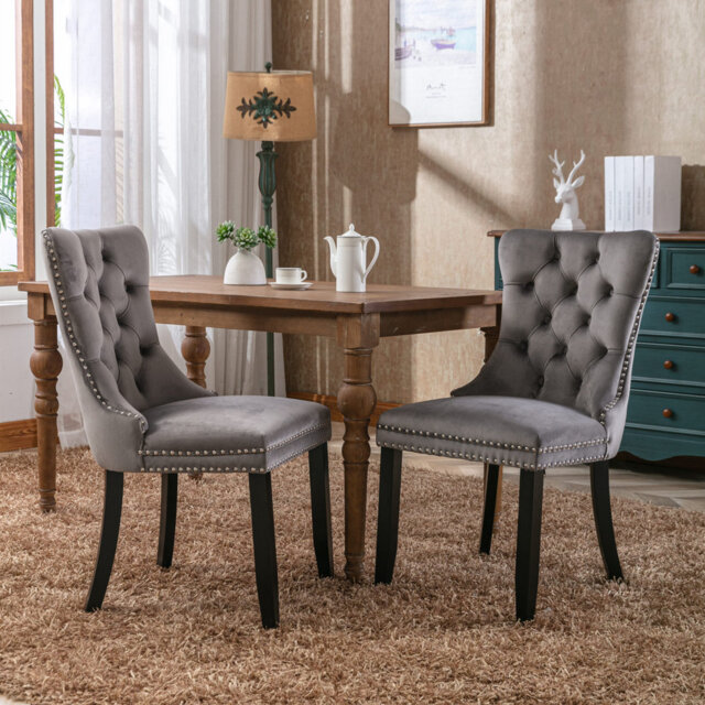 Knocker Ring Wing Back Velvet Dining Kitchen Chairs