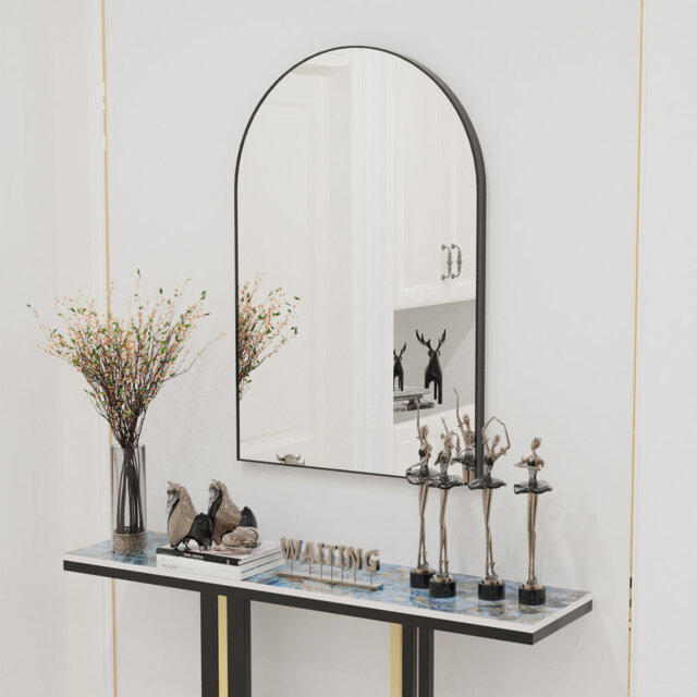 Lickman Metal Framed Wall Mounted Bathroom Mirror in Black