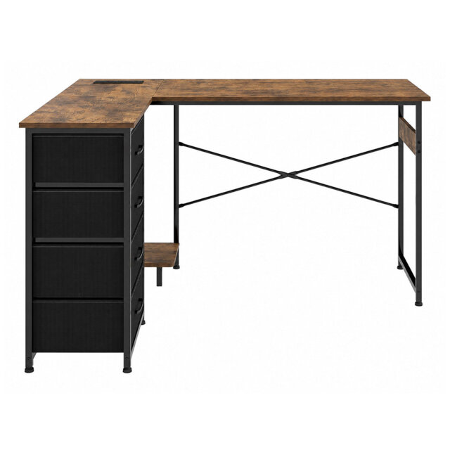 L-shaped Office Desk Corner Computer Table with Storage USB Power Charing