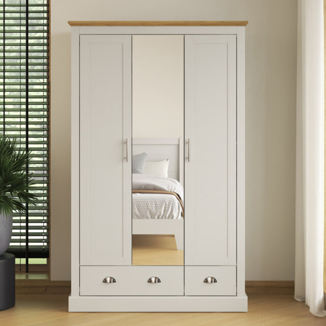 Sufy Annakay 3 Door 2 Drawer Wardrobe with Mirror