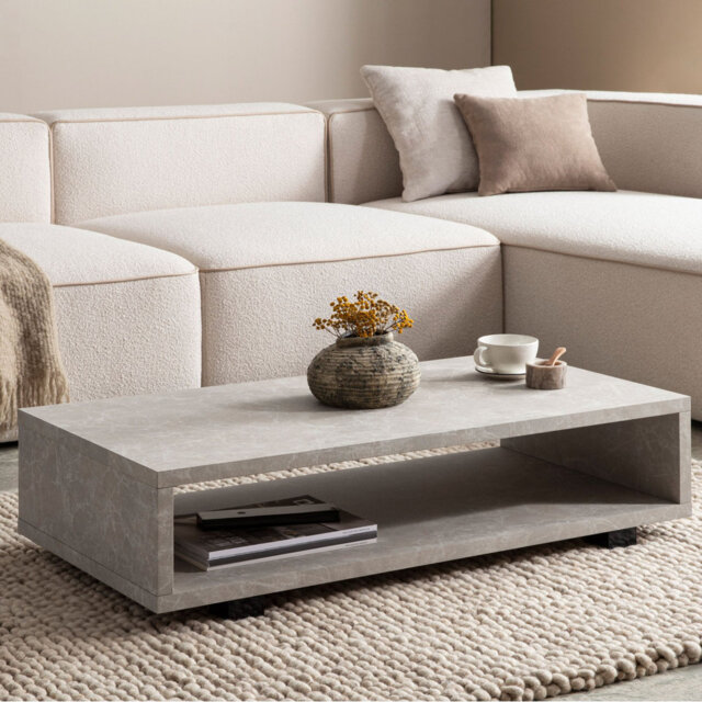 Coffee table 100 cm concrete look living room table sofa table storage space