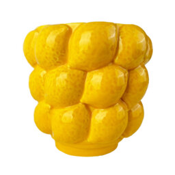 Antioch Decor Home Decorative Ceramic Vase with Lemons, Ideal for Home Decoration, Yellow Vase for Flowers and Plants