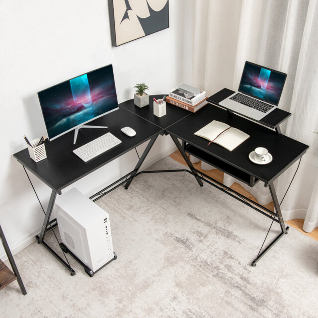 Yoan L-Shaped Metal Base Computer Desk
