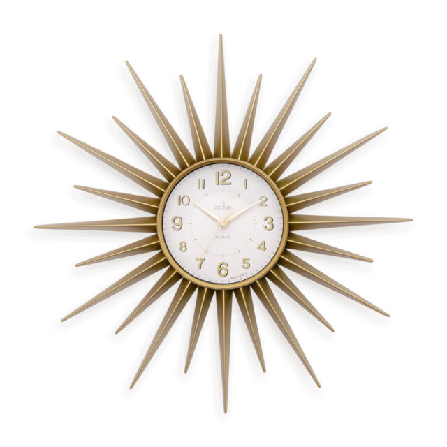 Acctim Stella Wall Clock Sunburst StarBurst Quartz Retro Spoke Sprayed 43cm