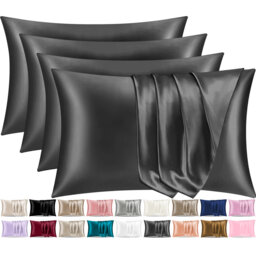 Satin Silk Pillow Cases Pack of 4 Super Soft Smooth Pillow Covers Breathable Hypoallergenic Envelope Closure