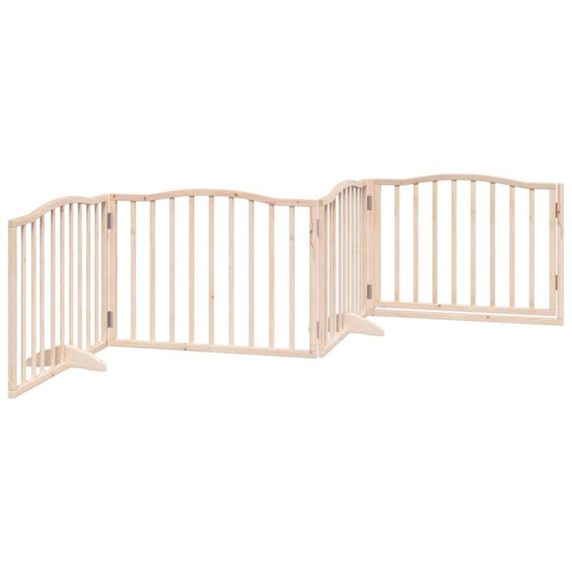 Archie & Oscar Dog Gate With Door Foldable 4 Panels Brown Oak 320 Cm Poplar Wood