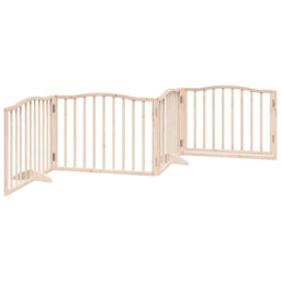 Archie & Oscar Dog Gate With Door Foldable 4 Panels Brown Oak 320 Cm Poplar Wood