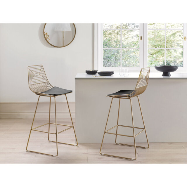 Anjail Upholstered Counter Stool with Metal Frame