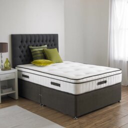 Asia Upholstered UK King - DE 150 X 200 Cm Divan Bed with Mattress