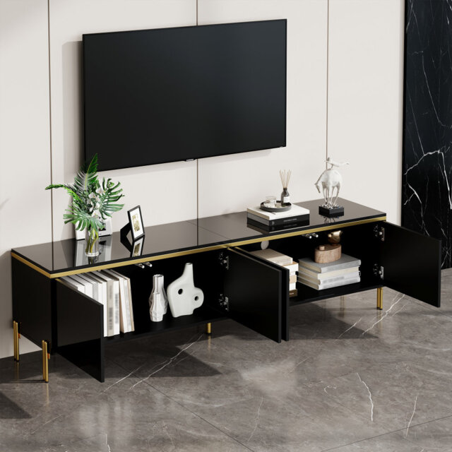 "Unfinished TV Stand for TVs up to 77"" with Fireplace Included"