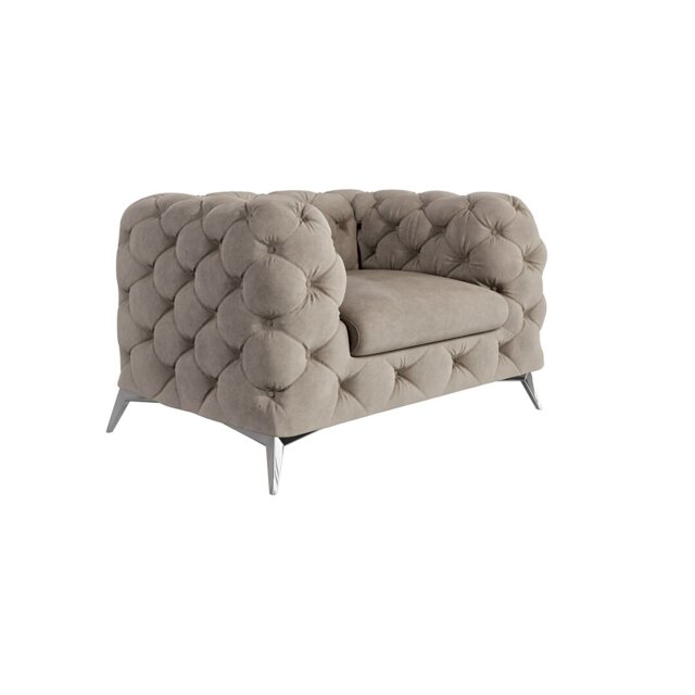 Chesterfield Armchair with Silver Metal Legs