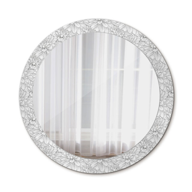 Huldar Round Glass Framed Wall Mounted Accent Mirror in Grey