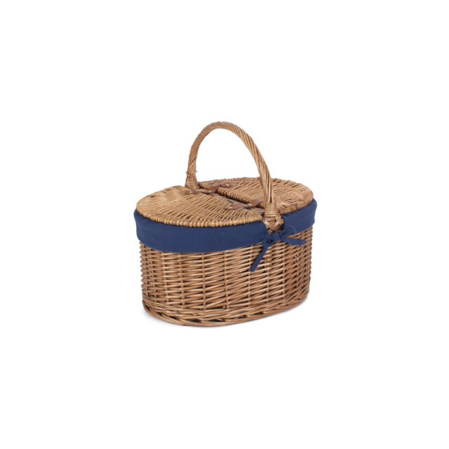 Wicker Lidded Picnic Hamper Basket with Lining
