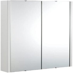 VeeBath Verona Wall Mounted Bathroom Mirror Cabinet, Modern Mirror with Storage & Adjustable Glass Shelves in Gloss White, 600mm