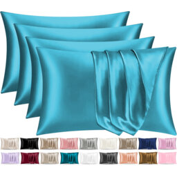 Satin Silk Pillow Cases Pack of 4 Super Soft Smooth Pillow Covers Breathable Hypoallergenic Envelope Closure