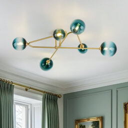Antinique 6-Light 86cm Modern Copper Glass Globe Sputnik Semi Flush Mount