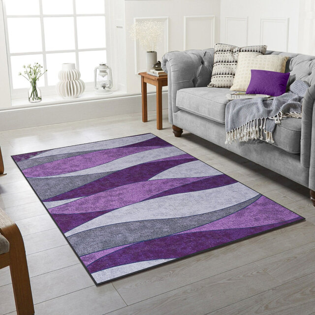 Barizar Abstract Machine Woven Violet Area Rug