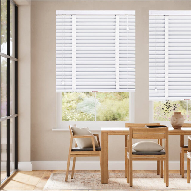 Faux Wood Tape Window Blind, Cordless Venetian Blind for Home & Office