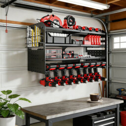 Metal Power Tool Organizer Wall Mount – Garage Tool Storage Rack With Screwdriver Holder & Storage Shelves