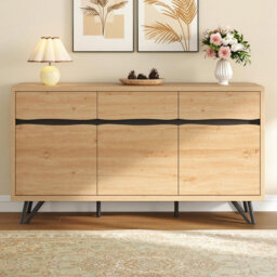 Modern Oak Sideboard With Wave Front Drawers And 3 Door Storage
