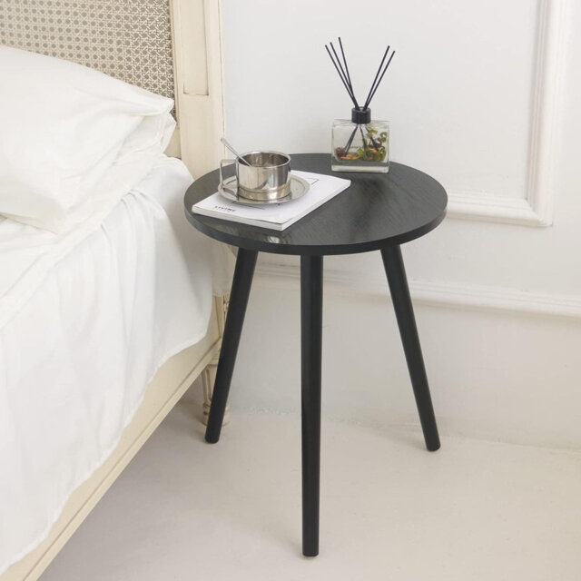 "Small Round Modern Side Table - 16""D x 19.5""H Natural Walnut (Living Room/Bedroom/Office Small Spaces)"