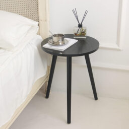 "Small Round Modern Side Table - 16""D x 19.5""H Natural Walnut (Living Room/Bedroom/Office Small Spaces)"