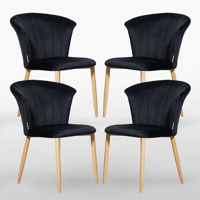 Siyana Modern Velvet Dining Chairs - Ergonomic Curved Back with Solid Wooden Legs - Side Chair for Dining Room Living Room Restaurants