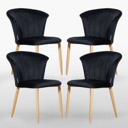 Siyana Modern Velvet Dining Chairs - Ergonomic Curved Back with Solid Wooden Legs - Side Chair for Dining Room Living Room Restaurants