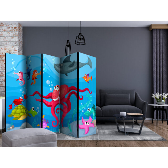 225cm W x 172cm H 5 - Panel Acoustic Room Divider Folding Room Divider