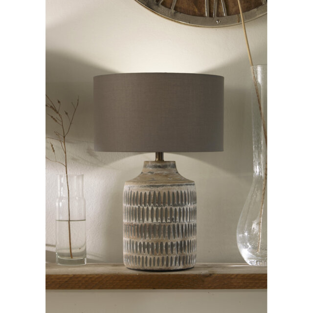 Loranger 17cm H Polycotton Drum Lamp Shade ( Screw On ) in Steel Grey