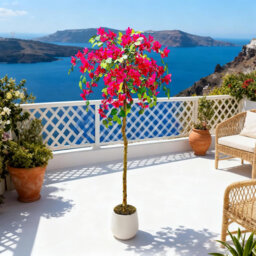 Artificial Bougainvillea Tree with Wooden Trunk, Pink Flowers for Home & Weddings