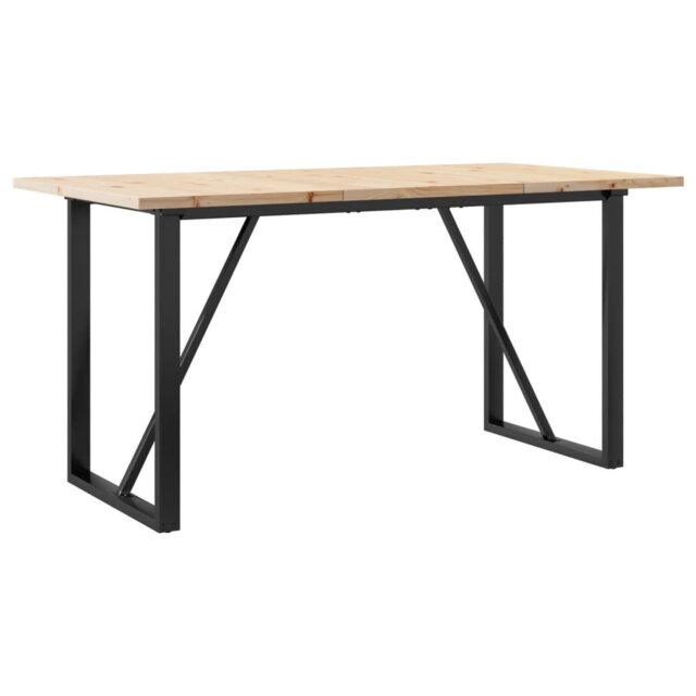 vidaXL Dining Table O-Frame Solid Wood Pine and Steel