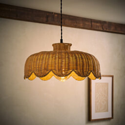 18cm H Rattan Round Pendant Shade ( Clip On ) in Beige