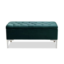 Modena Wide Velvet Tufted Rectangle Ottoman Storage Bench with Legs, Upholstered Multi-Function Footstool Bench for Living Room & Bedroom