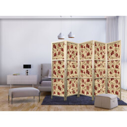 225cm W x 171cm H 5 - Panel Solid Wood Folding Room Divider