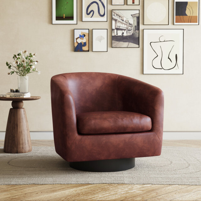Bennett 79Cm Wide Swivel Barrel Chair