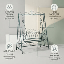 Durable Metal Garden Swing Bench – Sturdy and Comfortable Swing Chair for Backyard, Patio, or Outdoor Leisure