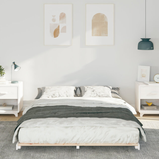 Floor Bed Frame Solid Pine Wood