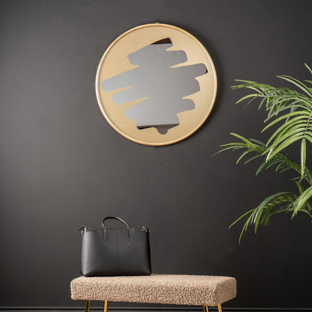 Armonee 70.5cm Round Wall Mirror, Iron Frame Wall Mounted Accent Mirror for Living Room
