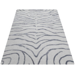 Zebra Hand-Knotted Silver Area Rug