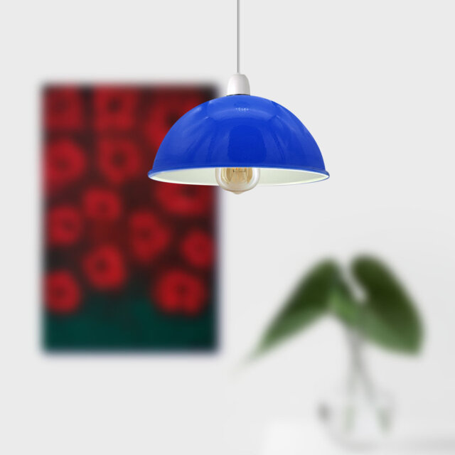 Arteria 14cm H x 30cm W Metal Dome Lamp Shade ( Uno ) in Navy Blue