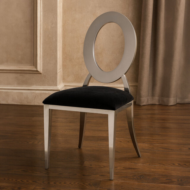 Manville 43cm H Velvet Upholstered Metal King Louis Back Side Chair
