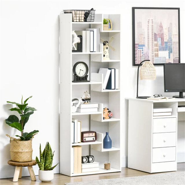 Modern Book Shelf With 11 Open Shelves, 6-Tier Bookcase, Freestanding Shelving Unit For Home Office And Study